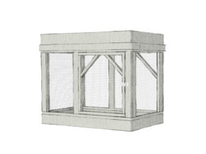 Drawing of a chicken enclosure design from The Garden Run series